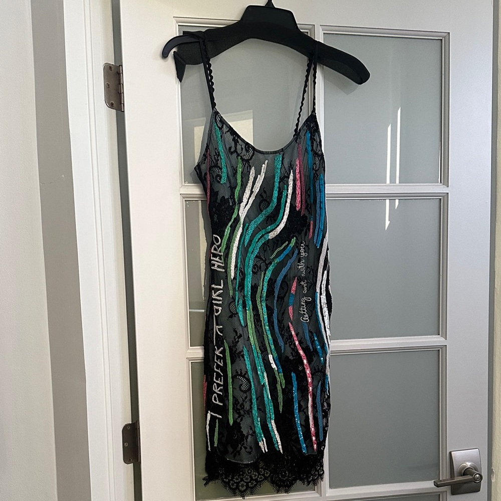 Roberta Einer Black and White Lace Dress